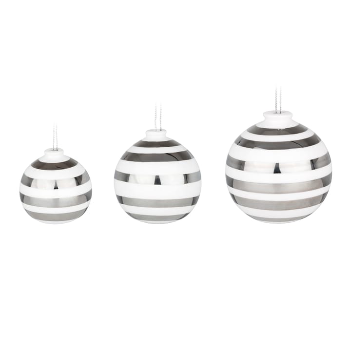 Omaggio Christmas baubles 3-pack - silver - Kähler