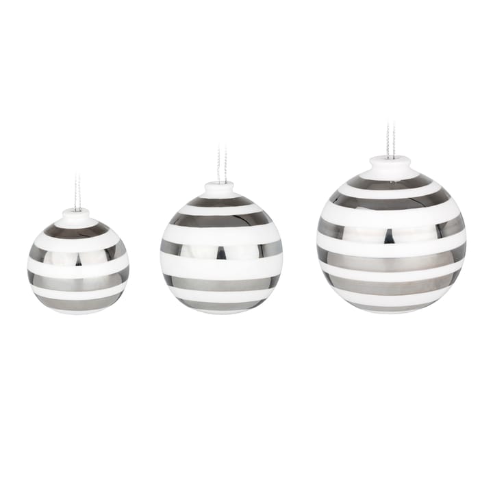 Omaggio Christmas baubles 3-pack, silver Kähler