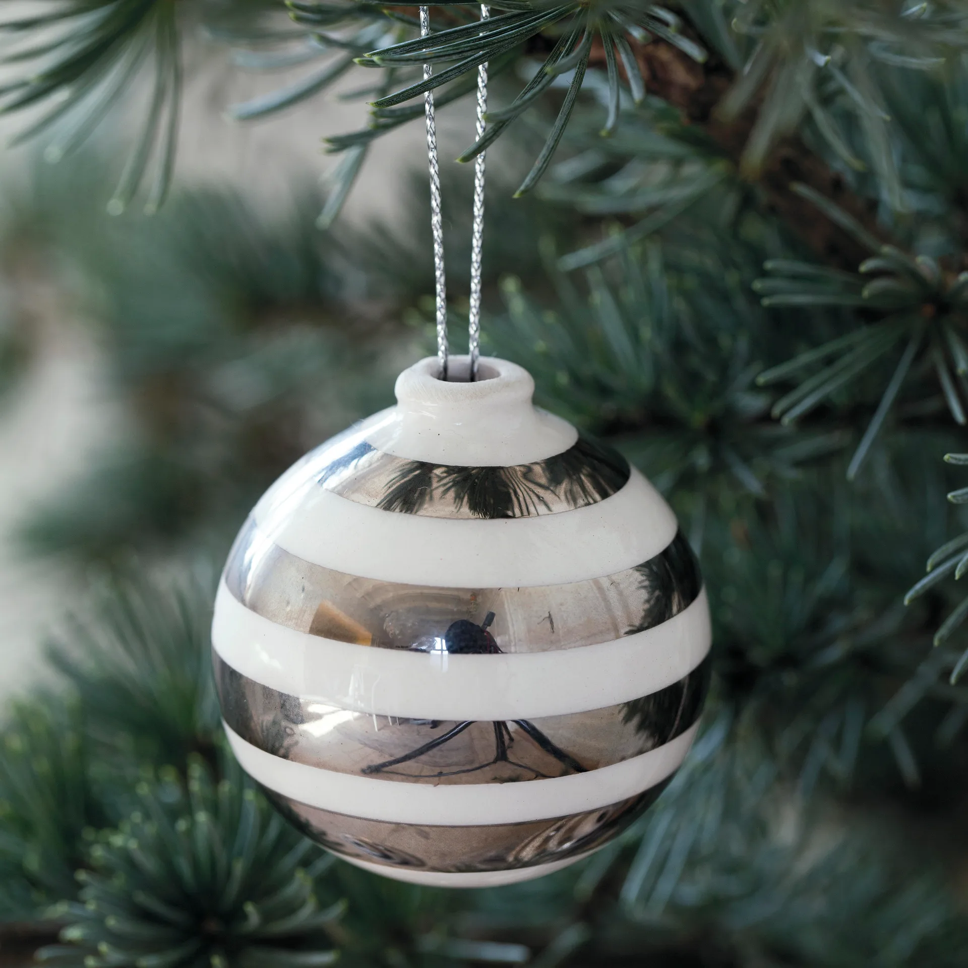 Omaggio Christmas baubles 3-pack, silver Kähler