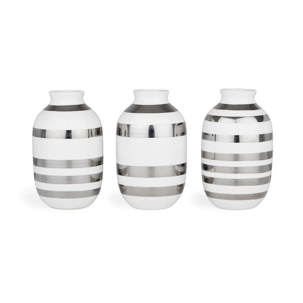 Kähler Omaggio miniature vase 3-pack silver-white | Scandinavian Design | Vases | Silver-coloured