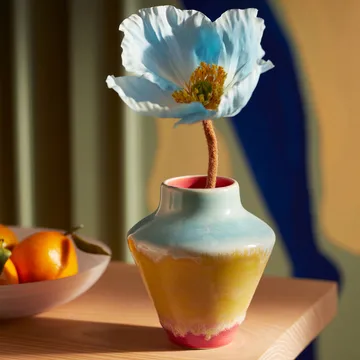 Poppery vase 12 cm - Pink-mint-yellow - Kähler