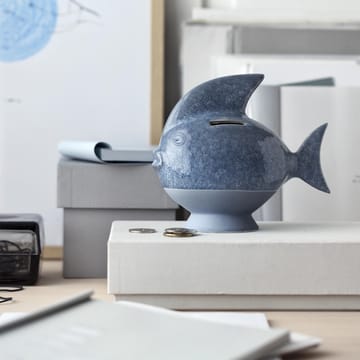 Sparedyr moneybox fish - grey-blue - Kähler
