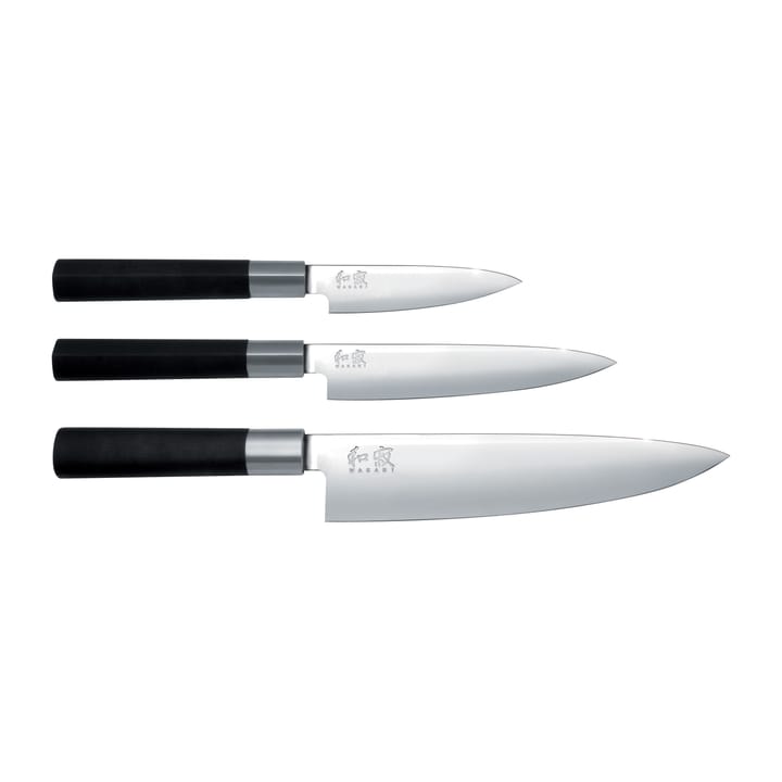 Kai Wasabi Black Chef's knife & 2 all round knives set - 3 pieces - KAI