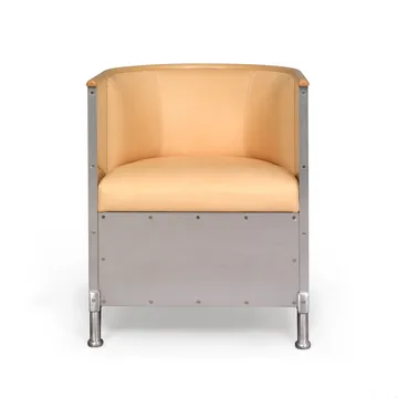 Aluminum armchair brushed matt - Leather Tärnsjö natural-edge bookbinding - Källemo