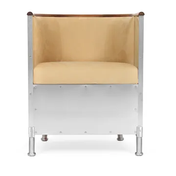 Aluminum armchair polished - Leather Duet Gold-oiled walnut - Källemo