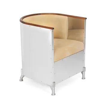 Aluminum armchair polished - Leather Duet Gold-oiled walnut - Källemo