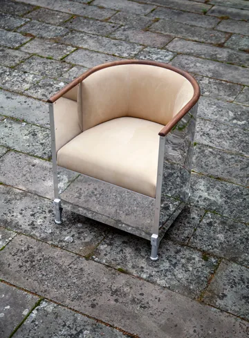 Aluminum armchair polished - Leather Duet Gold-oiled walnut - Källemo