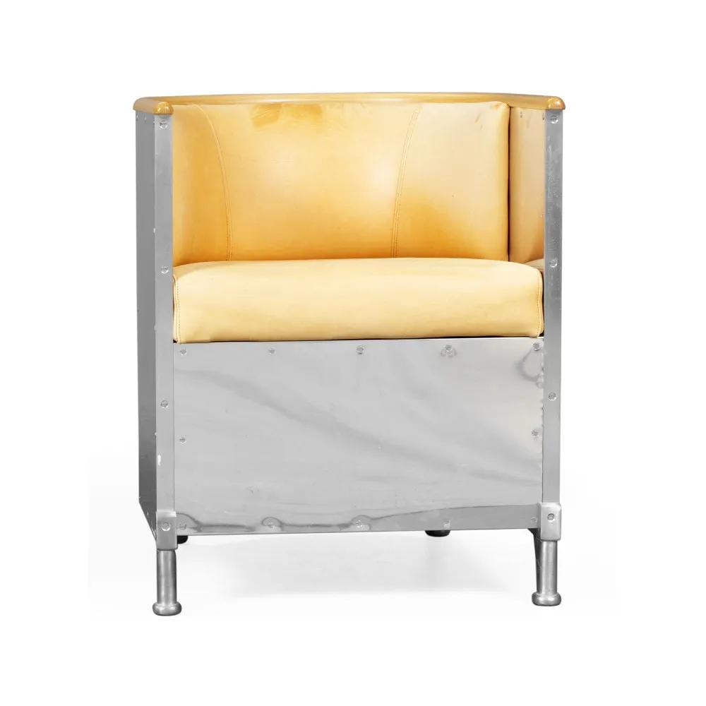 Källemo Aluminum armchair polished Leather Tärnsjö natural-beech