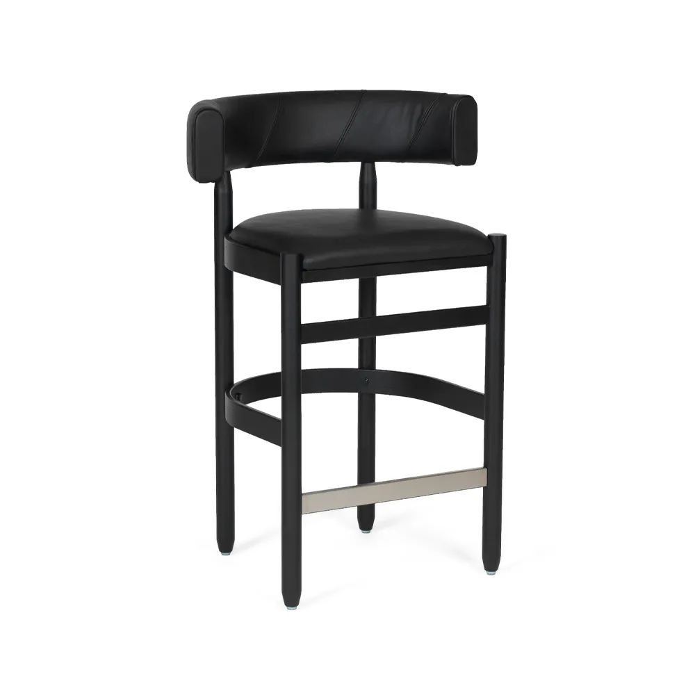 Botero barstool, Tärnsjö leather black - black stained ash Källemo