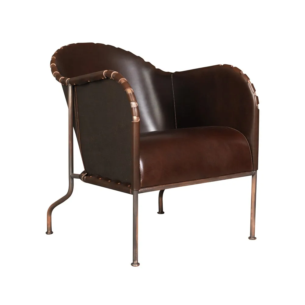 Bruno armchair, Core leather 9208 cigar brown-coppered frame Källemo