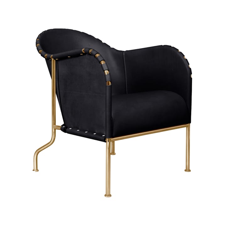 Bruno armchair - Core leather black-brass frame - Källemo