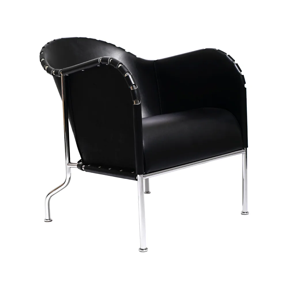 Bruno armchair, Core leather black-chrome Källemo