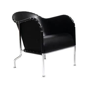 Bruno armchair - Core leather black-chrome - Källemo
