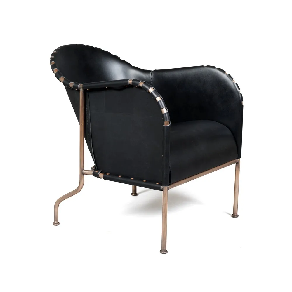 Bruno armchair, Core leather black-copper frame Källemo