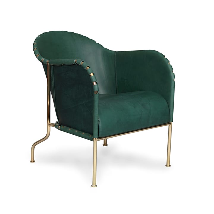 Bruno armchair - Core leather bottle-green–brass frame - Källemo