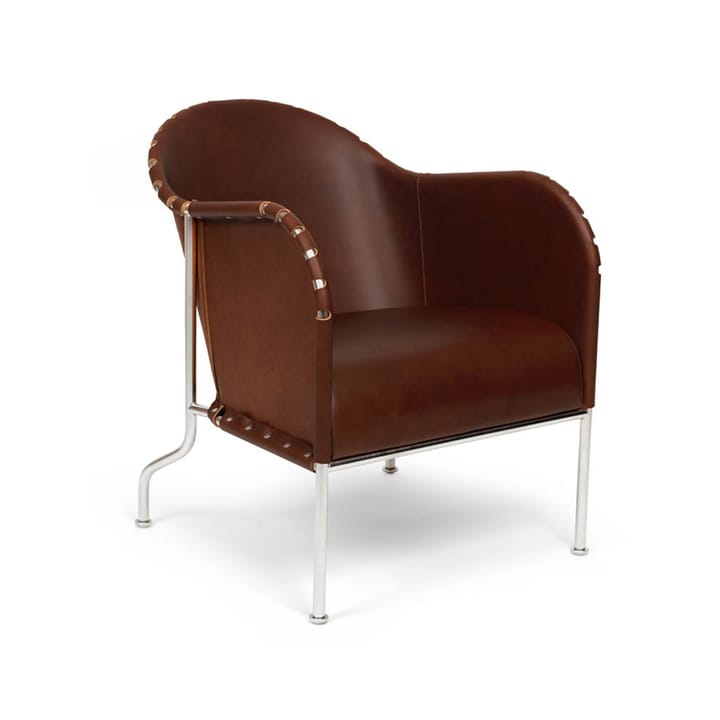 Bruno armchair - Core leather brown-vintage-chrome frame - Källemo