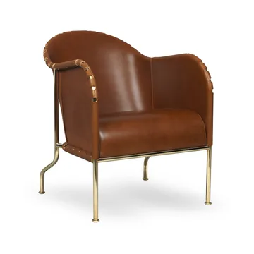 Bruno armchair - Core leather cognac-brass frame - Källemo