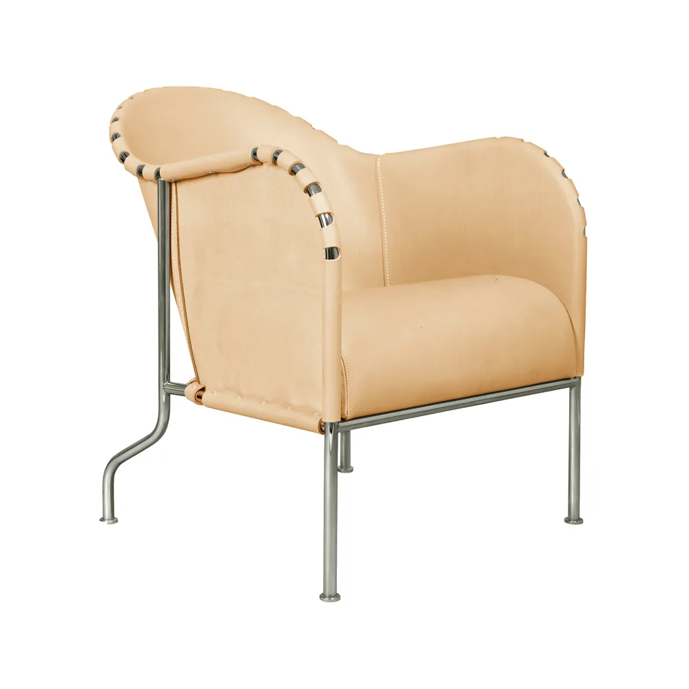Bruno armchair, Core leather natural-chrome Källemo