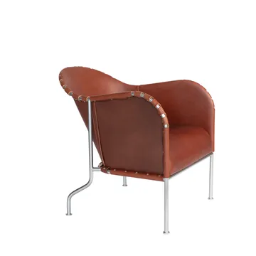 Bruno armchair - Leather brown vintage-matte chrome - Källemo