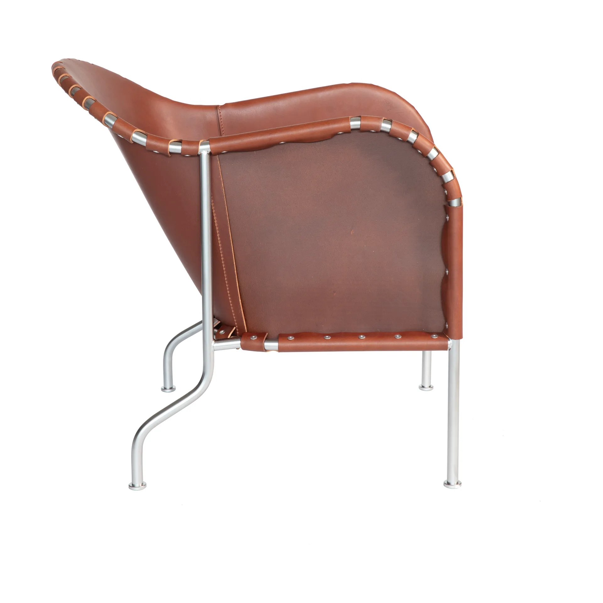 Bruno armchair, Leather brown vintage-matte chrome Källemo