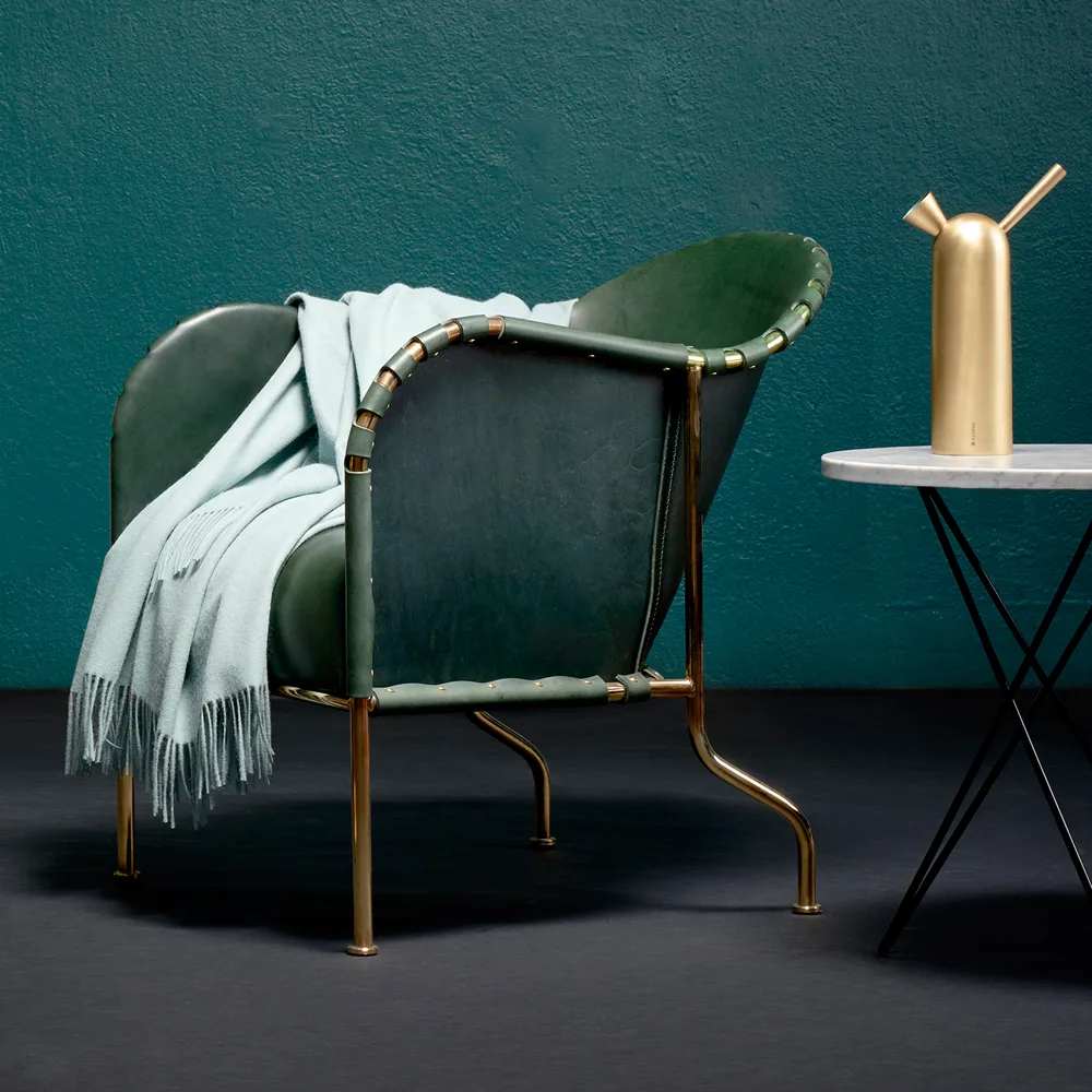 Bruno armchair, Leather natural-cuprous frame Källemo