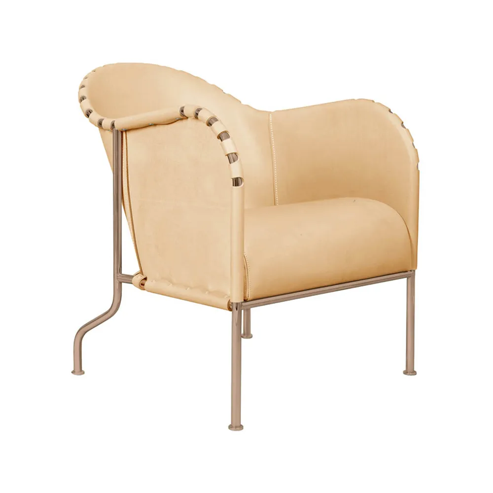 Bruno armchair, Leather natural-cuprous frame Källemo