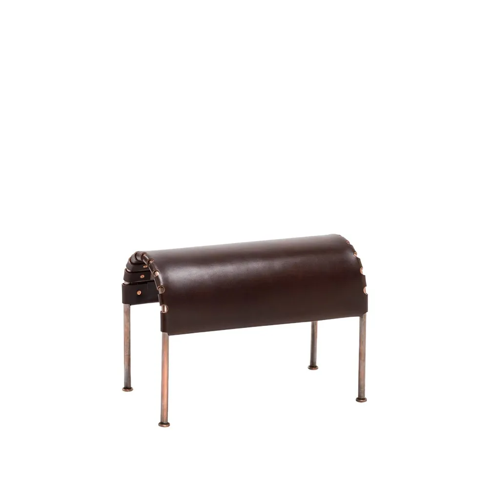 Bruno footstool, Cigar brown - coppered base Källemo