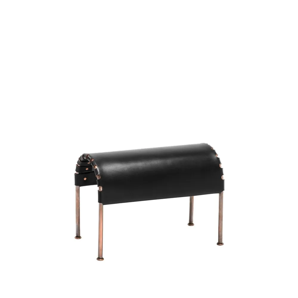 Bruno footstool, Core leather black-copper frame Källemo