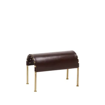 Bruno footstool - Core leather cigar brown-brass base - Källemo