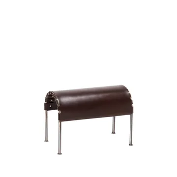 Bruno footstool - Core leather cigar brown-chrome - Källemo