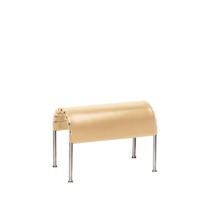 Bruno footstool - Full-grain leather natural-chrome frame - Källemo