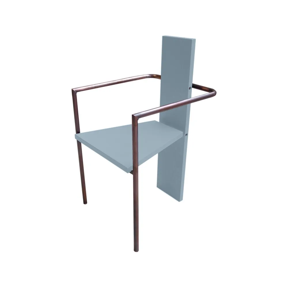 Concrete armchair, Sky blue-copper plated base Källemo