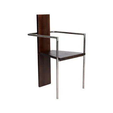 Concrete armchair - Walnut-stained ash - untreated steel base - Källemo