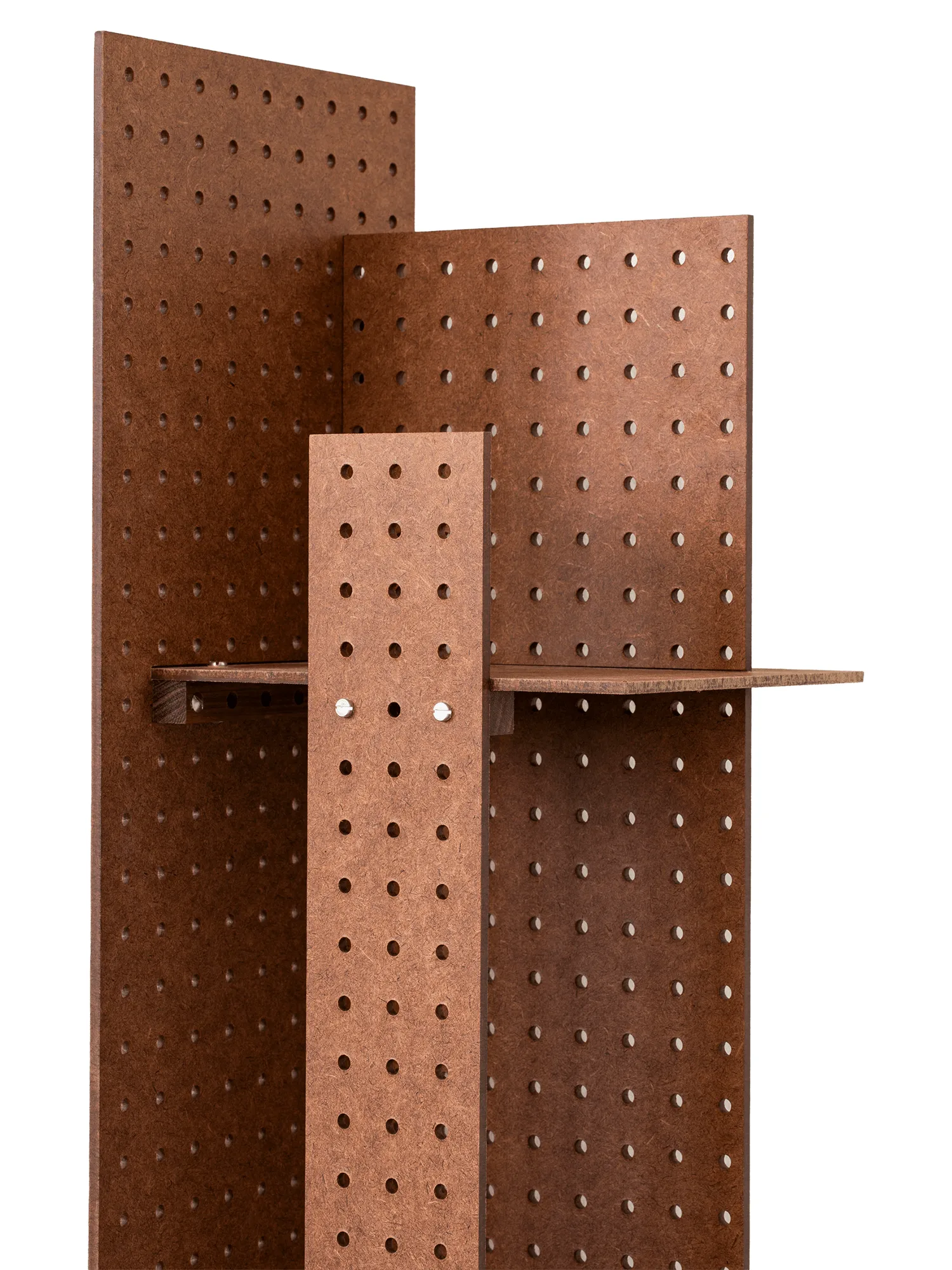 FF02 The Perforated Furniture wall shelf, Masonite-walnut, 28x24x128 cm Källemo
