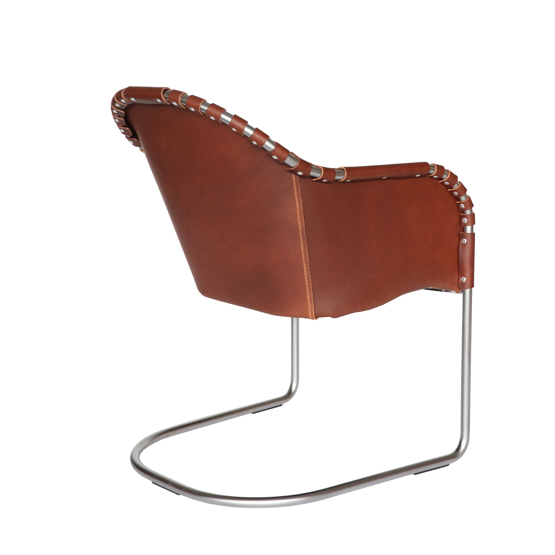 Ingo V.I.P armchair, Leather brown vintage-matte chrome Källemo