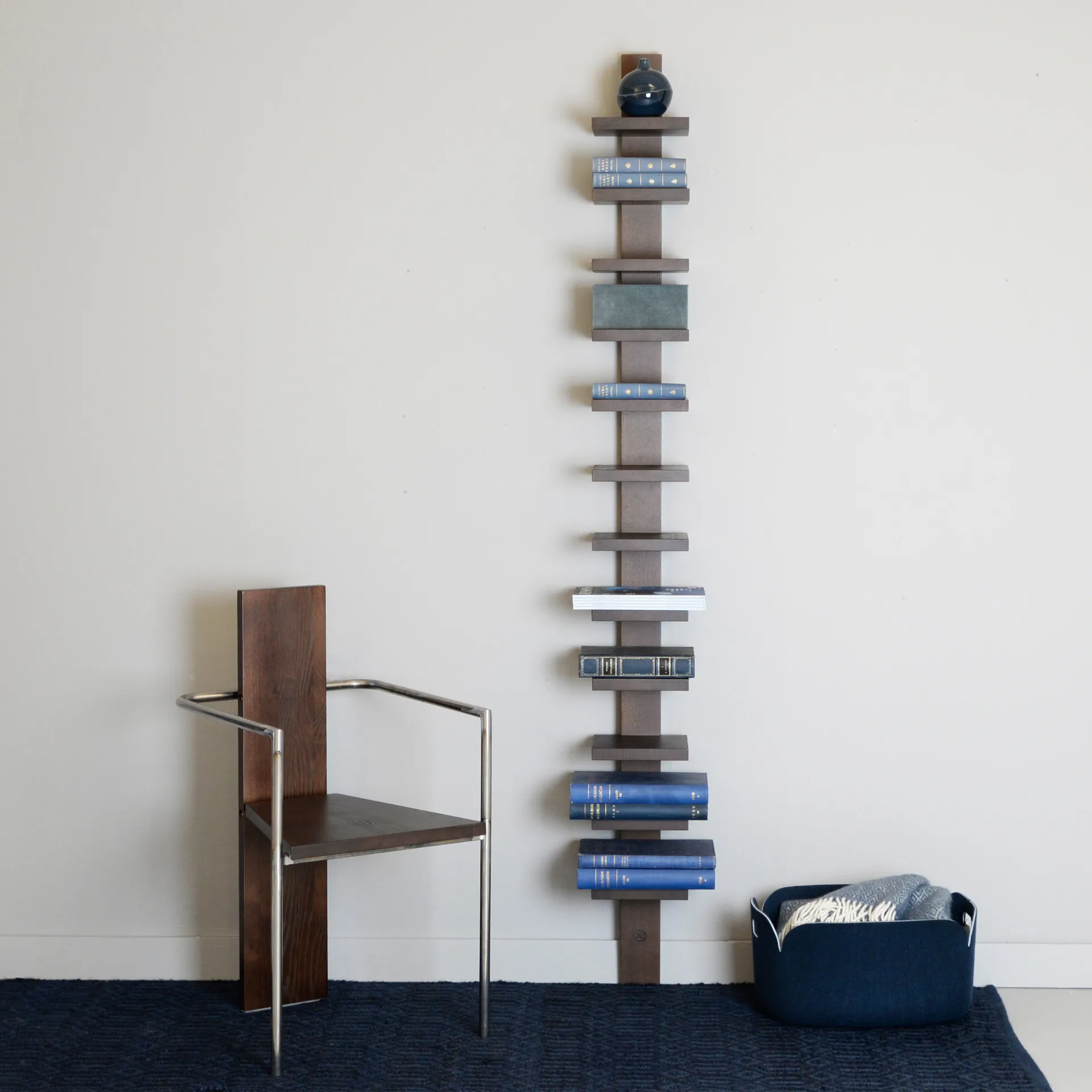 Pilaster wall shelf, Gray stained Källemo