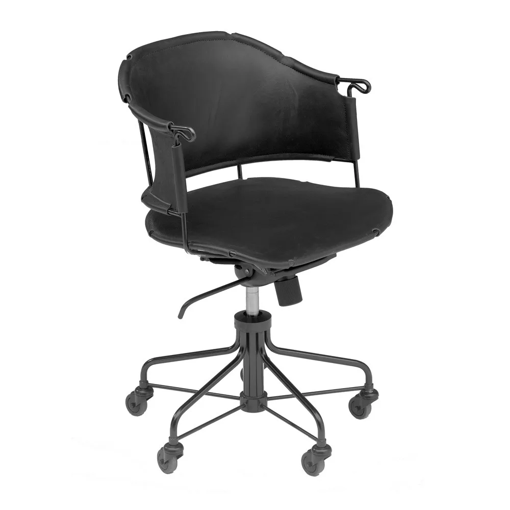 Sheriff office chair, Tärnsjö leather black-black lacquered frame Källemo