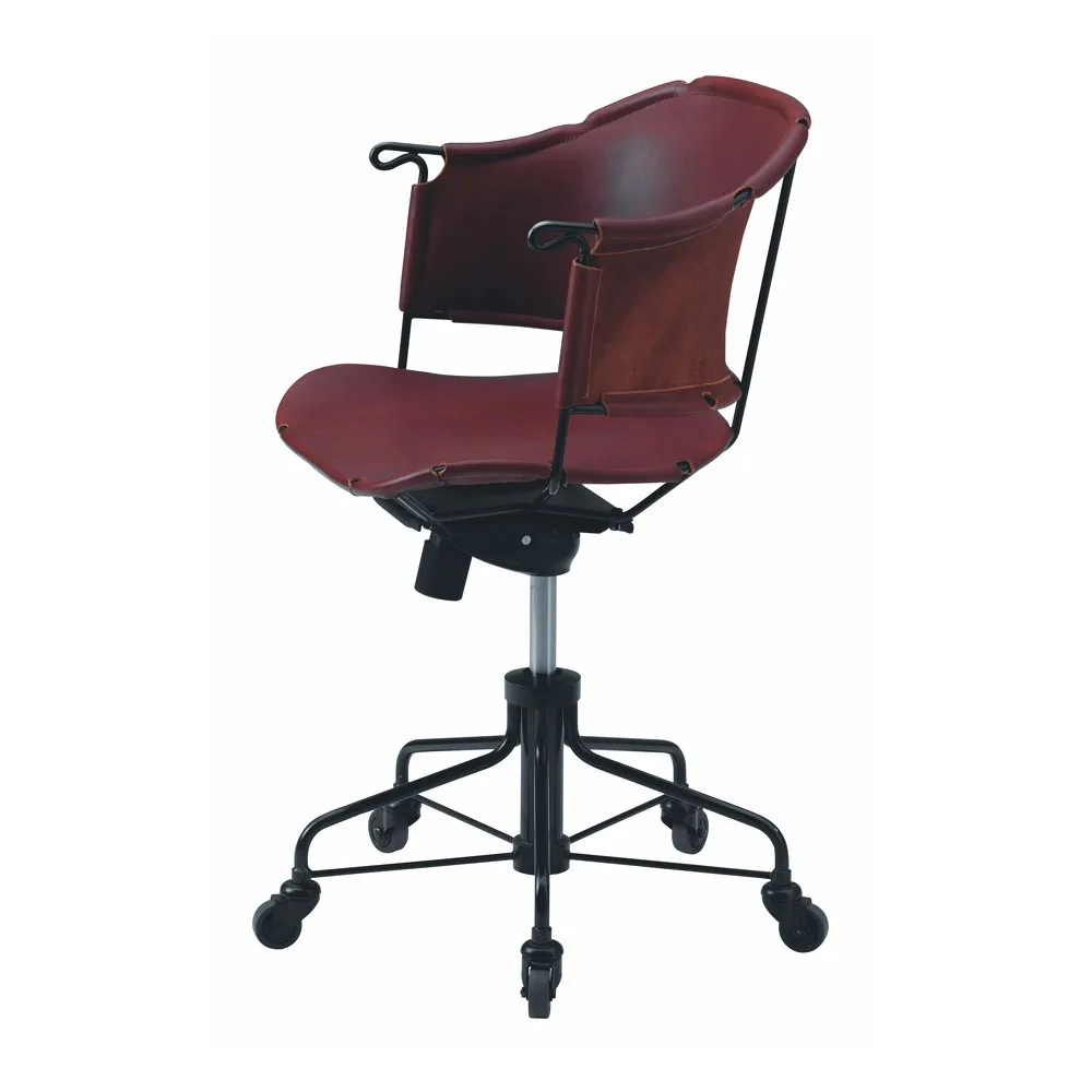 Sheriff office chair, Tärnsjö leather brown–black lacquered frame Källemo