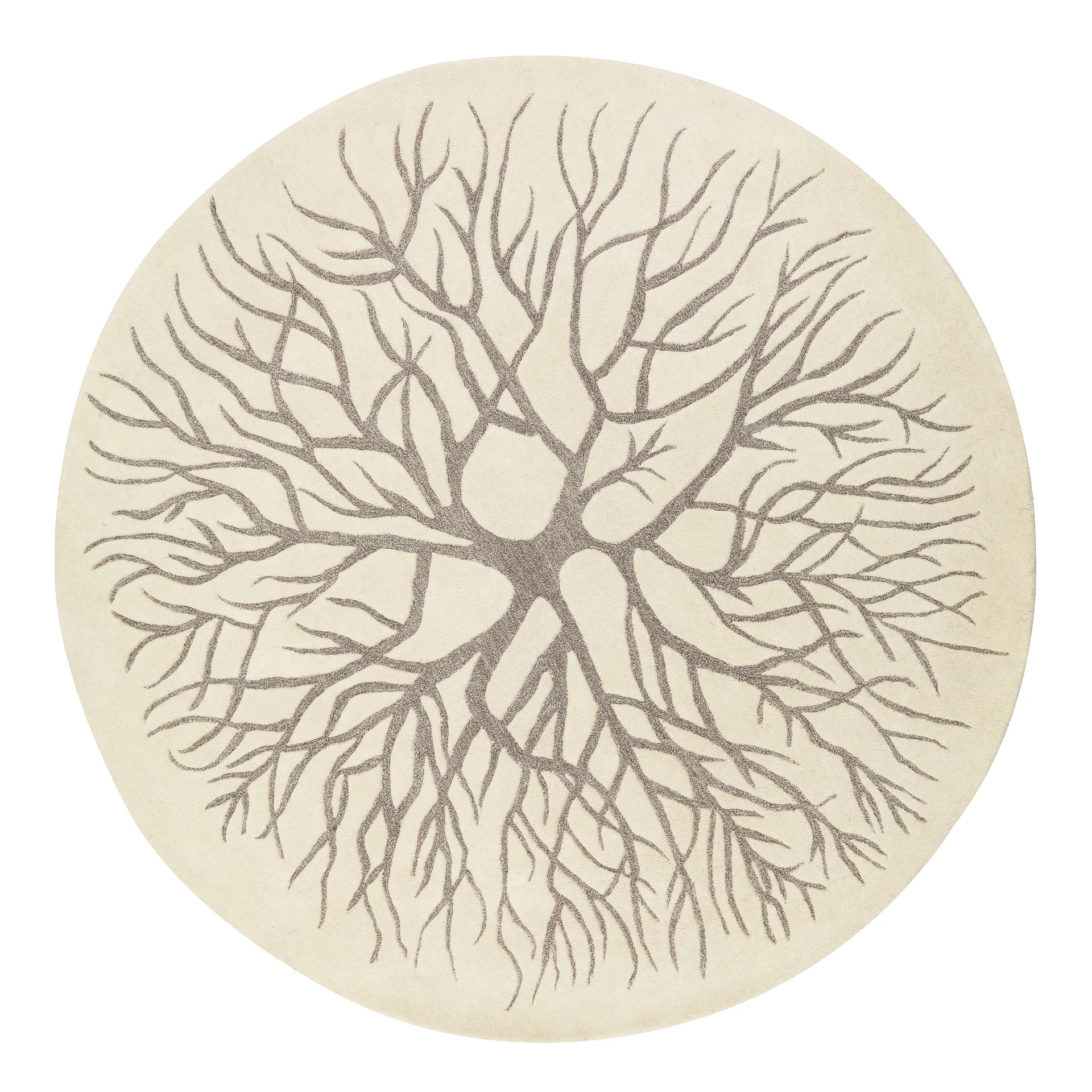 Birds nest hand woven rug Ø 220 cm, White Kateha