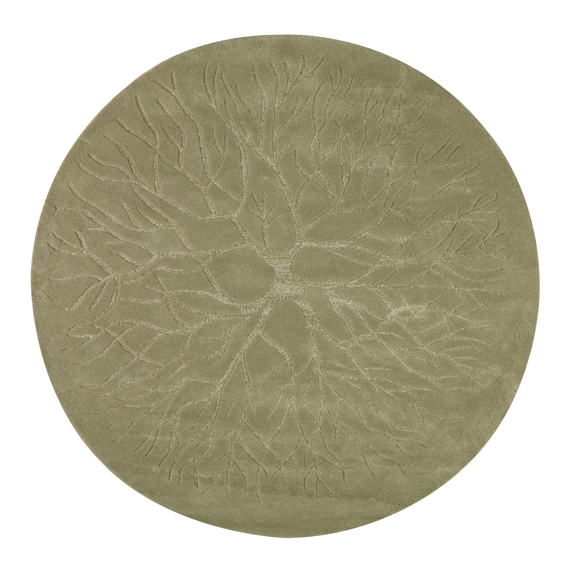 Birds nest hand woven rug Ø 220 cm, winter green Kateha