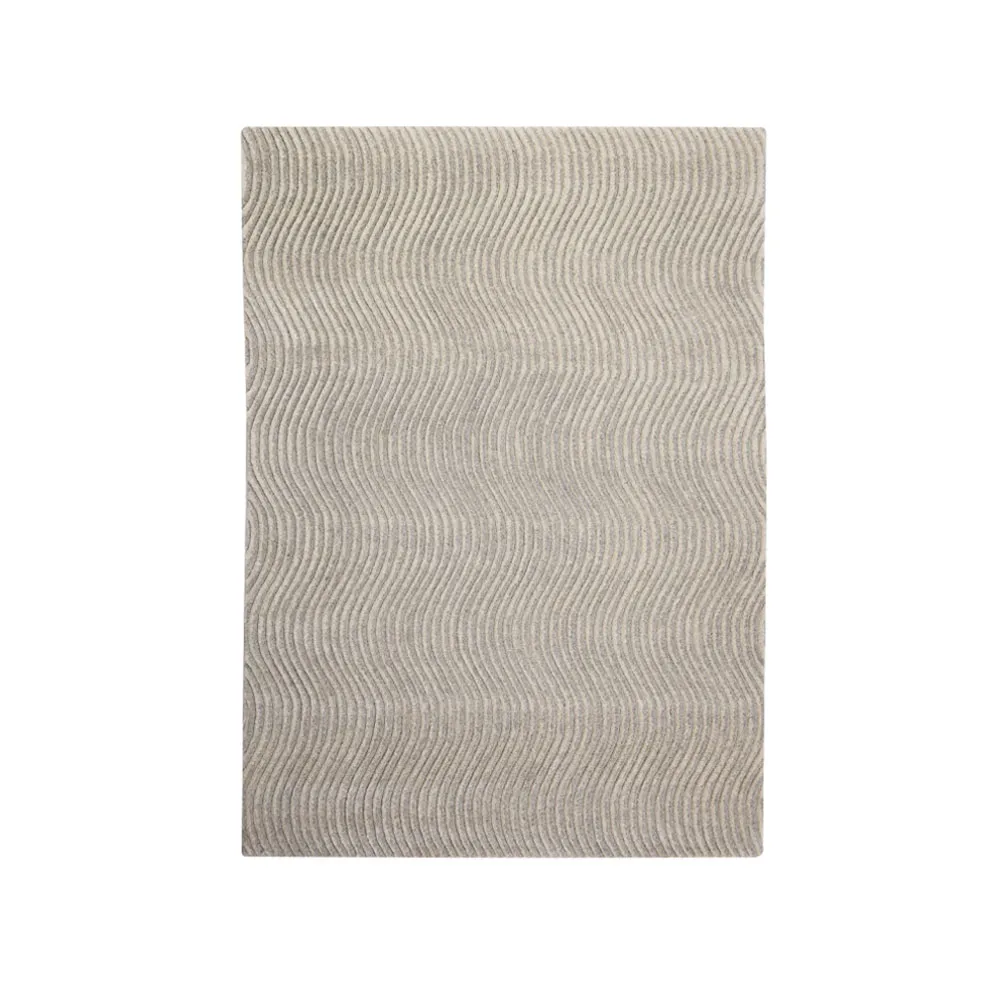 Kateha Dunes Wave rug Light grey, 200x300 cm | Scandinavian Design | Wool rugs | Grey