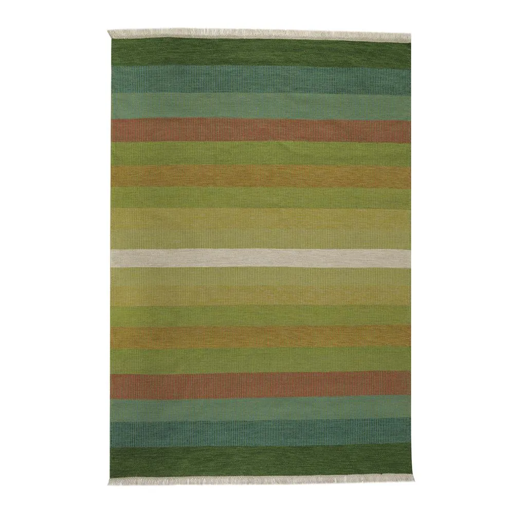 Kateha Tofta wave rug 170 x 240 cm Green | Scandinavian Design | Wool rugs | White