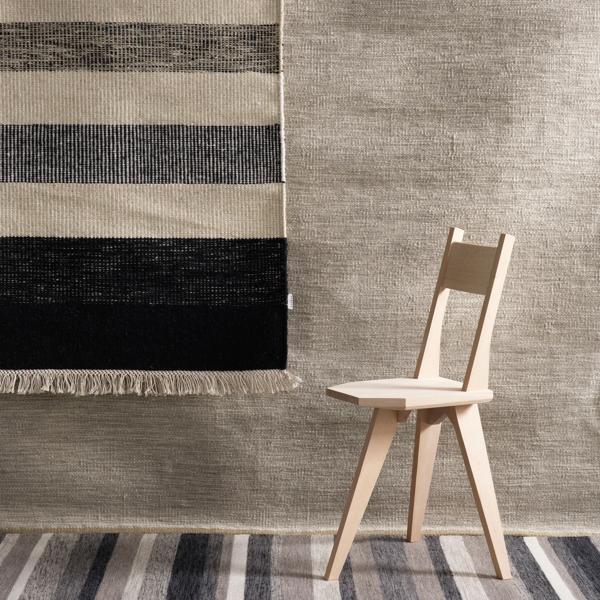 Tofta wave rug 170 x 240 cm, White-black Kateha