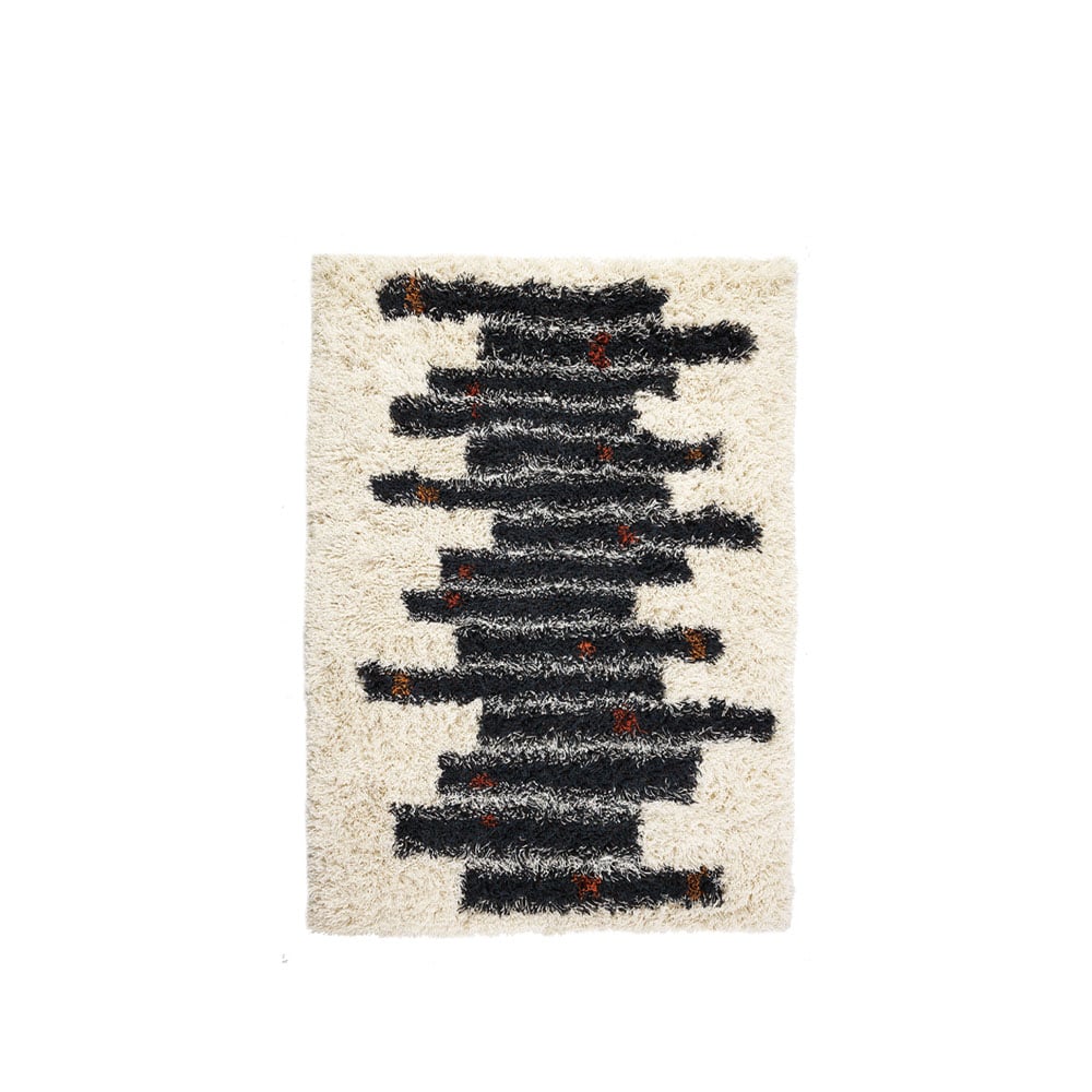 Kateha Zorbas rug White/black, 170x240 cm | Scandinavian Design | Fringe & Deep pile rugs | White
