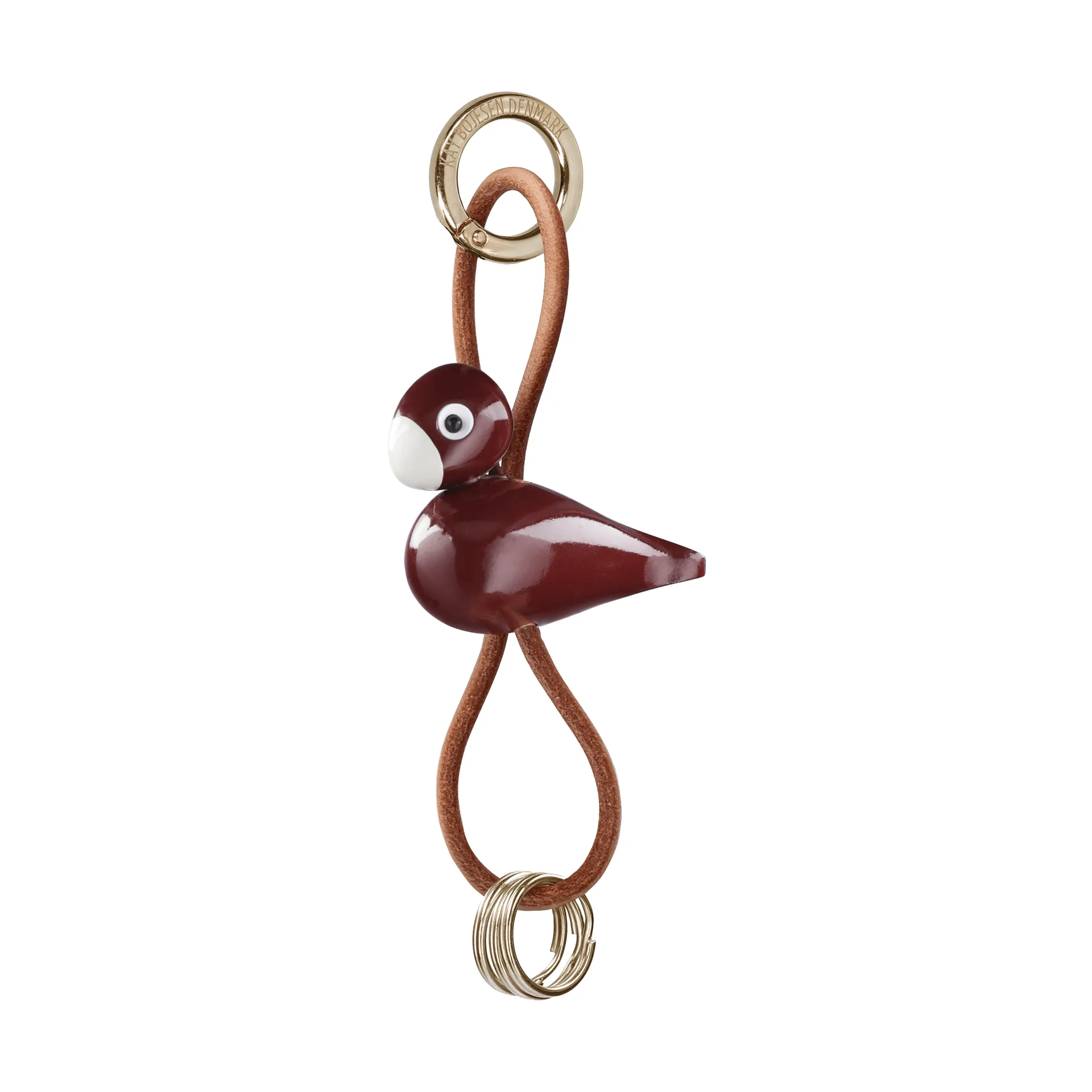 Kaj Bojesen bird keyring, Bordeaux, natural leather Kay Bojesen Denmark