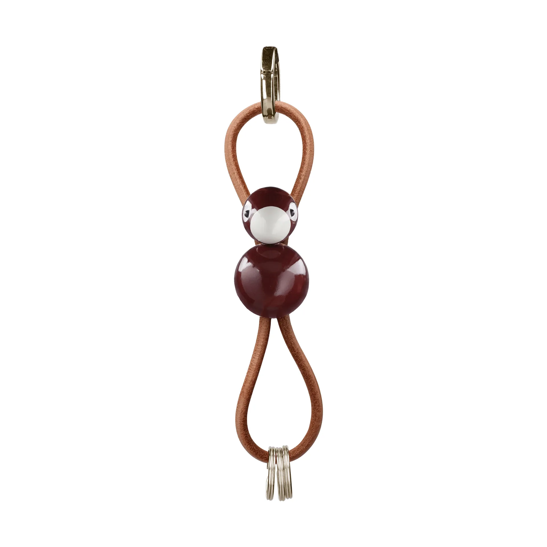 Kaj Bojesen bird keyring, Bordeaux, natural leather Kay Bojesen Denmark