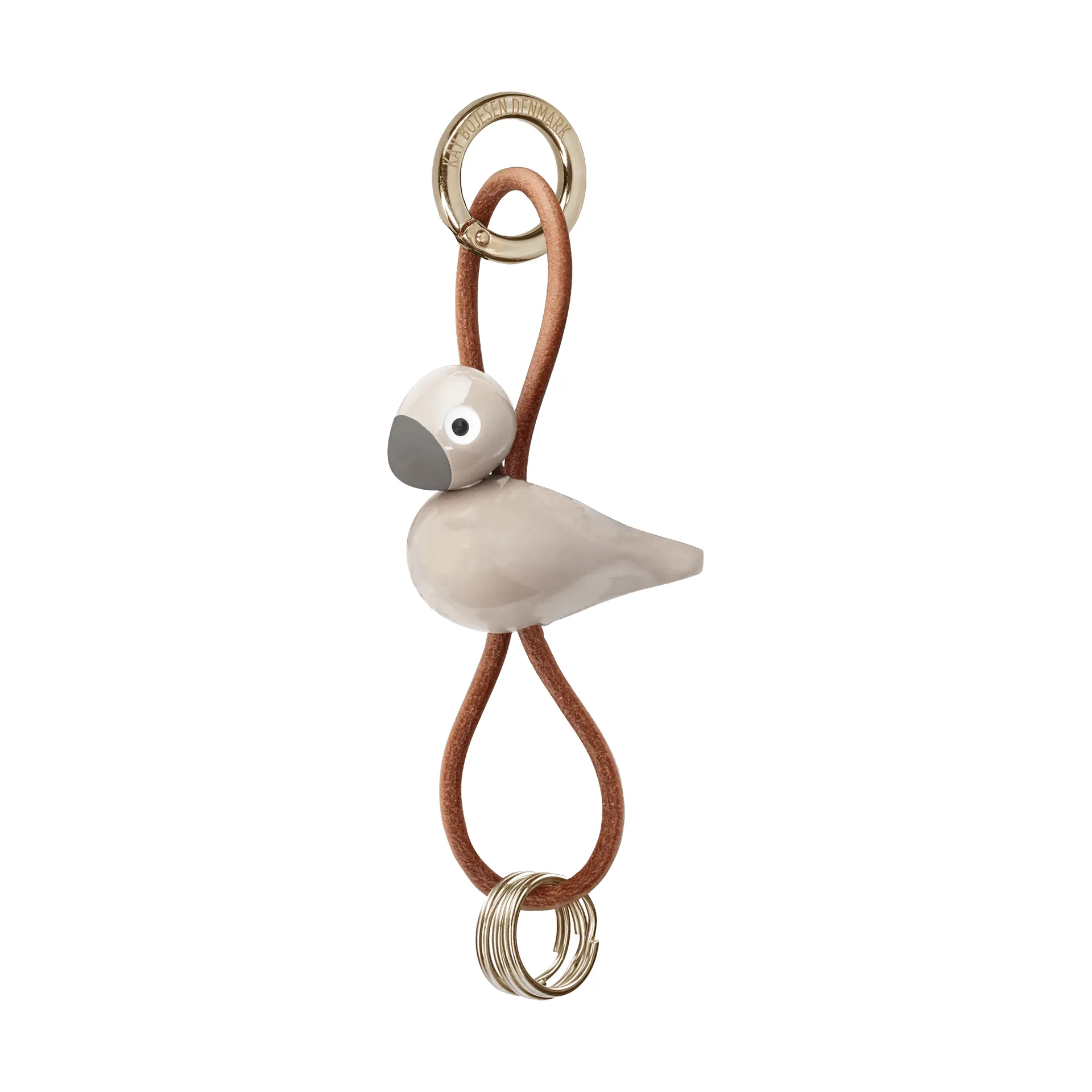 Kaj Bojesen bird keyring, Sand, natural leather Kay Bojesen Denmark