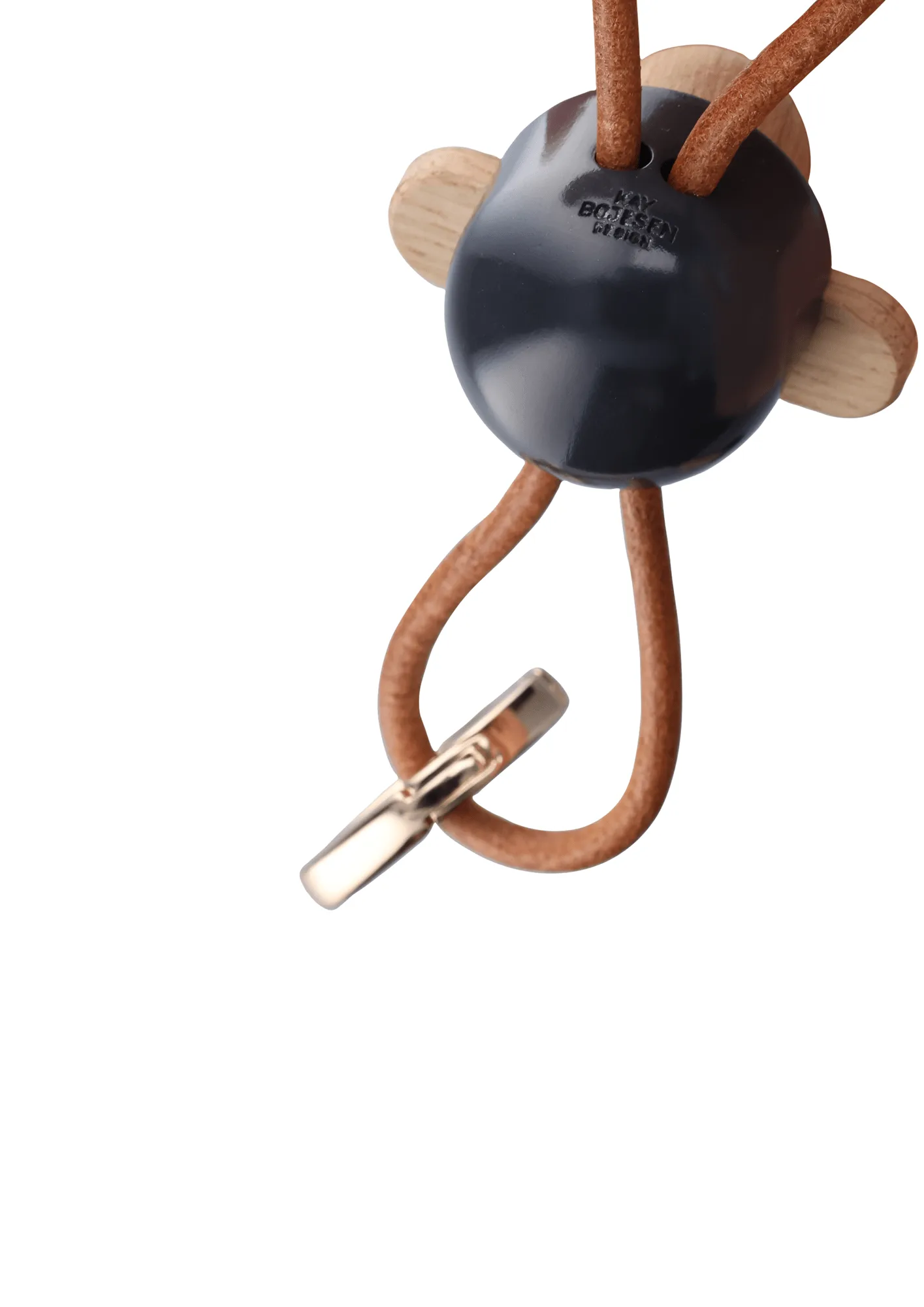 Kaj Bojesen monkey keyring, Dark grey, natural leather Kay Bojesen Denmark