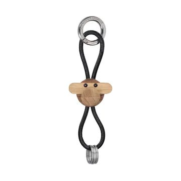 Kaj Bojesen monkey keyring - Teak-limb wood, black leather - Kay Bojesen Denmark