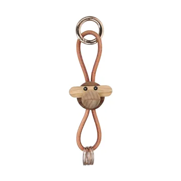 Kaj Bojesen monkey keyring - Teak, limba wood, natural leather - Kay Bojesen Denmark